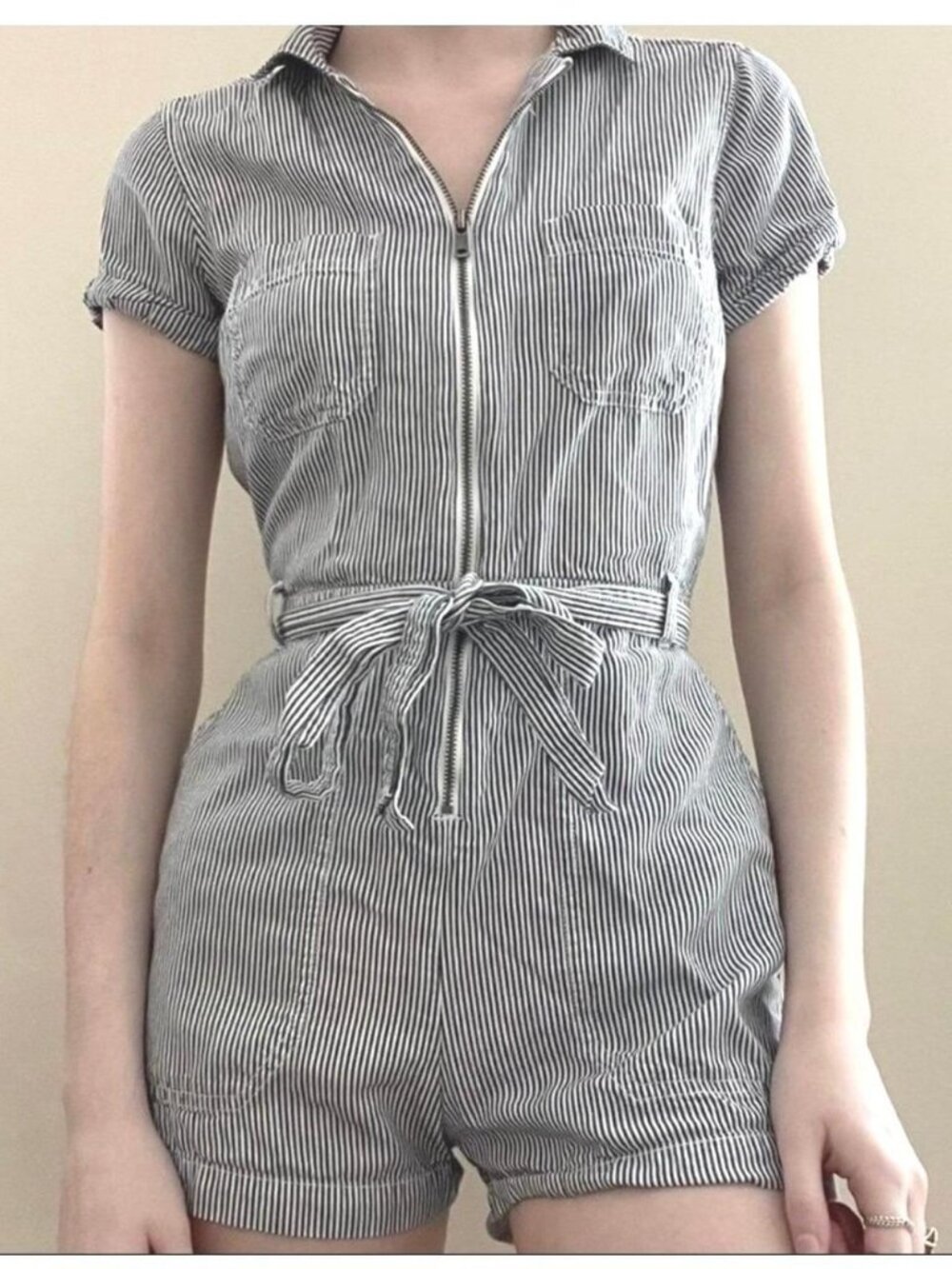 Abercrombie & Fitch Zipper Utility Romper in Small TALL